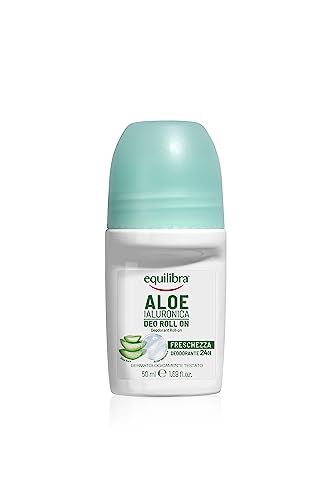 Equilibra Corpo, Aloe Ialuronica Deo Roll On, Deodorante Adatto per Pelli Sensibili con Complesso Anti-odore, a Base di Aloe e Acido Ialuronico, 50 ml