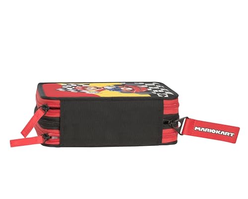 MARIO KART- Astuccio Scuola Ufficiale Mario Kart, Astuccio 3 Scomparti Bambino e Bambina con Set Cancelleria, Penna Cancellabile Blu Frixion e Pratica Chiusura a Zip, 20x13Hx7 cm