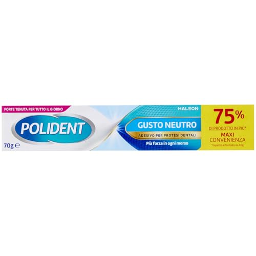 Polident Adesivo per Protesi Dentali, Gusto Neutro, 70g
