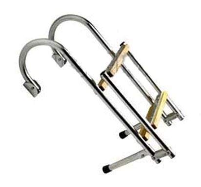 SCALETTA PIEGHEVOLE IN ACCIAIO INOX PIEGHEVOLE CON ATTACCHI CORRIMANO 3 GRADINI
