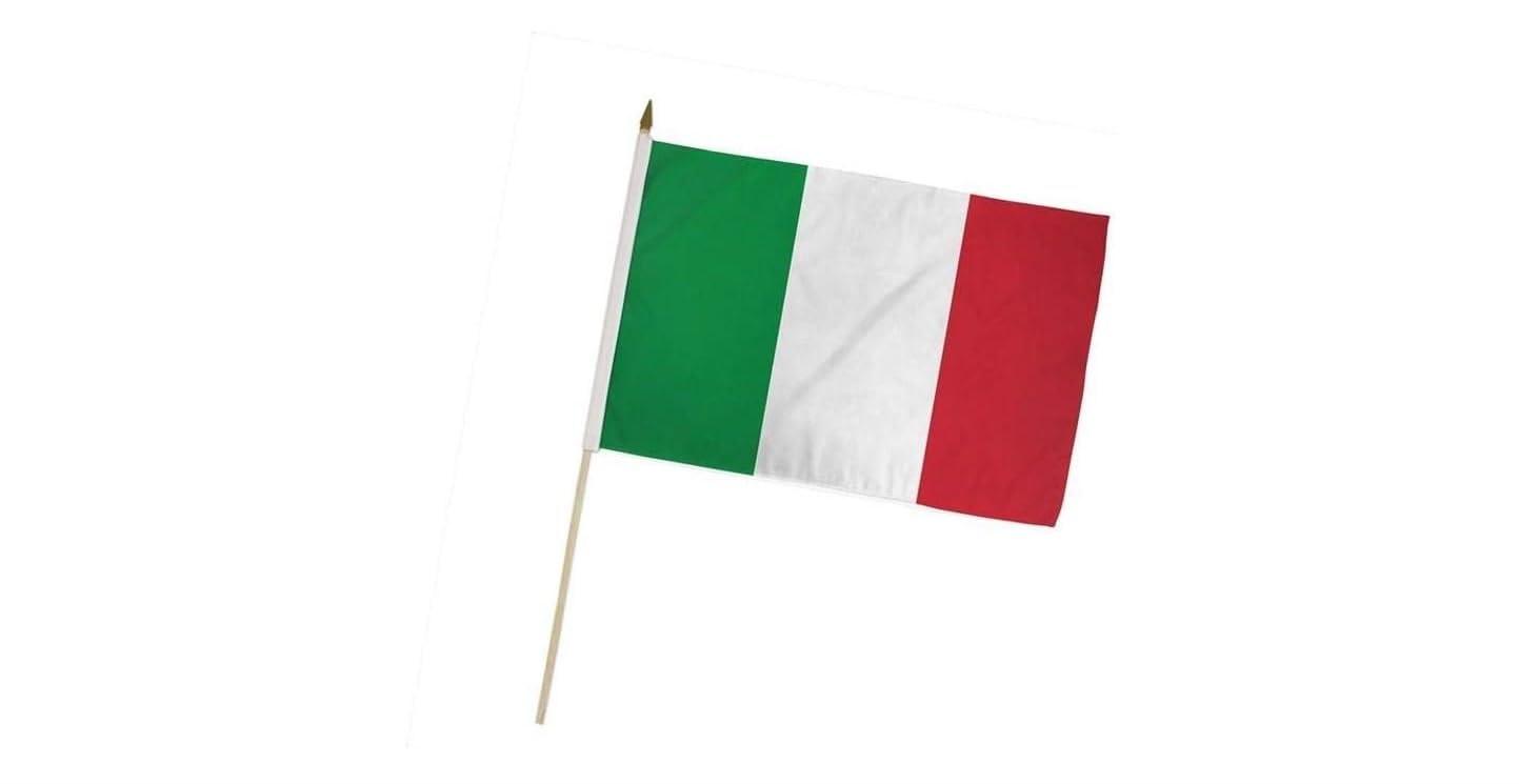 CG94 - Bandiera Italiana con Asta 30X45 cm.