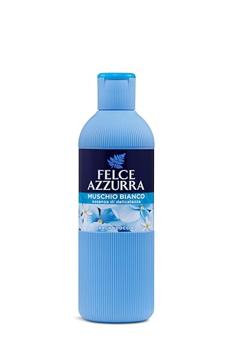 Felce Azzurra - Bagnoschiuma Profumato Muschio Bianco, Bagno Schiuma Detergente Delicato Idratante per Pelle Morbida, Note Fiorite di Rosa e Bergamotto, Bagnodoccia Dermatologicamente Testato, 650 ml