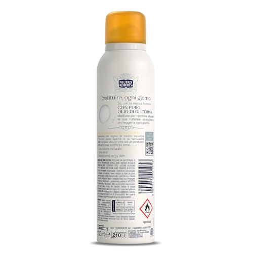 Neutro Roberts, Deodorante Spray Asciutto, Zero Alcol, Con Puro olio di Glicerina, Deodorante Uomo e Donna, Dermatologicamente testato