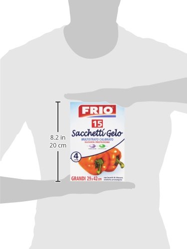 Frio - Sacchetti Gelo, Grandi 29 X 42 Cm, Con Etichetta Prestampata E Laccetti Di Chiusura - 15 Pezzi - [confezione da 8]
