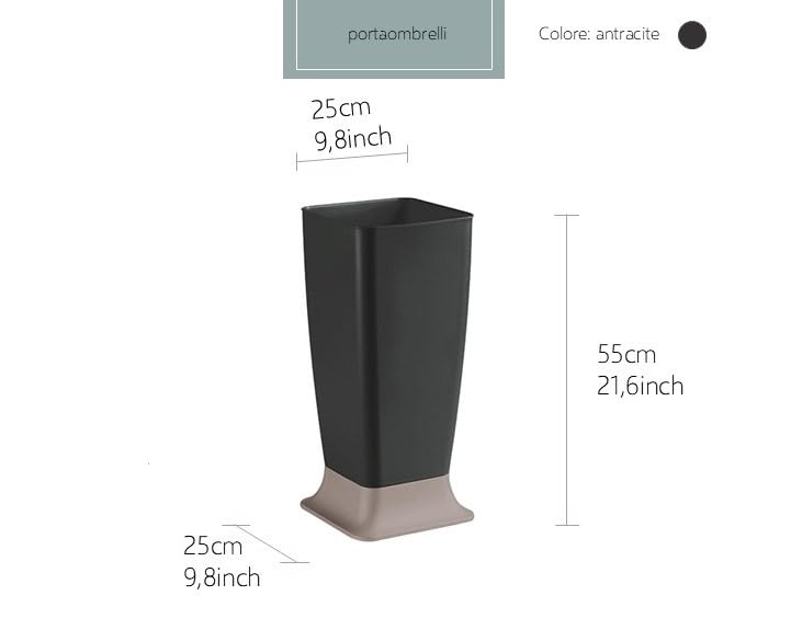 Stefanplast Zeus Portaombrelli, Grigio, Cm 25X25X55H