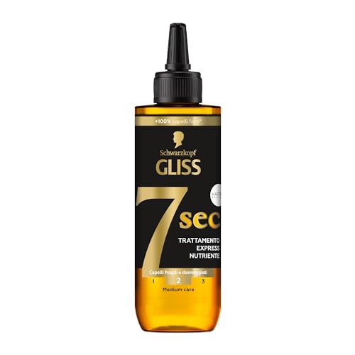 Schwarzkopf Gliss 7 Sec Trattamento Express Nutriente 200ml, Trattamento capelli con HAPTIQ System e Olio di Marula, Prodotti per capelli fragili e danneggiati