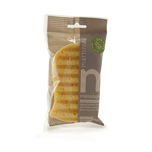 martini SPA Massage Natural Spugna morbida in pura cellulosa, colore beige, 14x8,7x3cm, 31g, 1 unità - MADE IN ITALY -