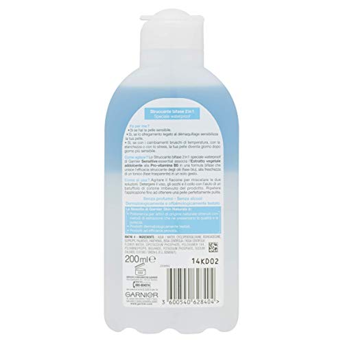Garnier Sensitive Essential Struccante Bifase 2in1 Adatto Anche Alle Pelli Sensibili, 200 ml