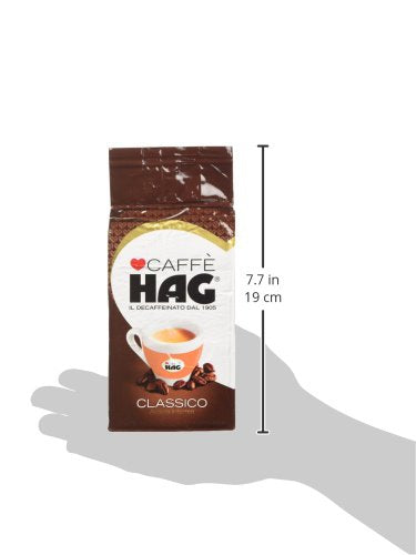 Hag - Caffè Macinato Decaffeinato Gusto Classico - Miscela Caffè per Moka - 16 Confezioni - Pacco da 250 gr