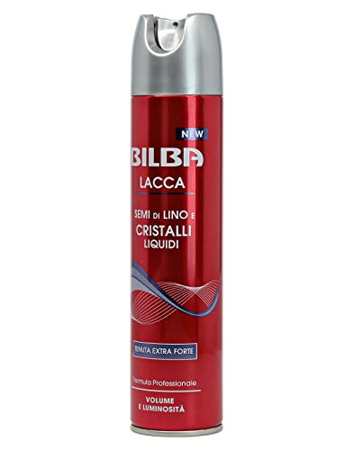 Bilba Lacca Extraforte con Semi di Lino e Cristalli Liquidi, Formula Professionale a Tenuta Extra Forte, Dona Volume e Luminosità, Protegge i Capelli dall'Umidità, 250 ml