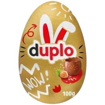 uovo di Pasqua duplo 100g Uovo di Pasqua fatto di cioccolato al latte con pezzi di wafer e pezzi di nocciole