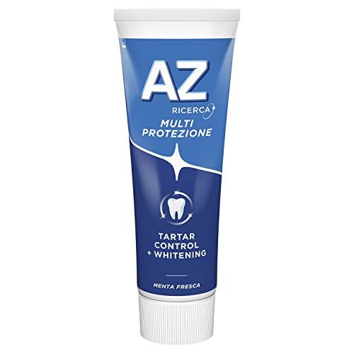 Dentifricio AZ Multi Protezione Tartaro Control, con Azione Sbiancante, Previene il Tataro, Extra Freschezza, Rimuove le macchie superficiali, Maxi Formato da 6 Confezioni X 75ml