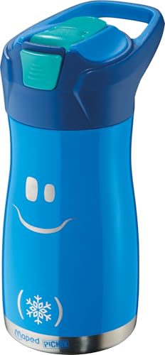 Maped Picnik Concept Kids - Borraccia per bambini con cannuccia - Apertura automatica con pulsante - Facile da pulire - Corpo in acciaio inossidabile - Blu - 430 ml 871203