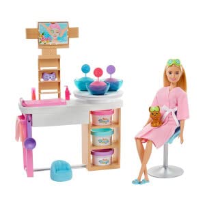 Barbie Wellness Face Masks Play Set with Doll, Puppy, Shapes and Clay