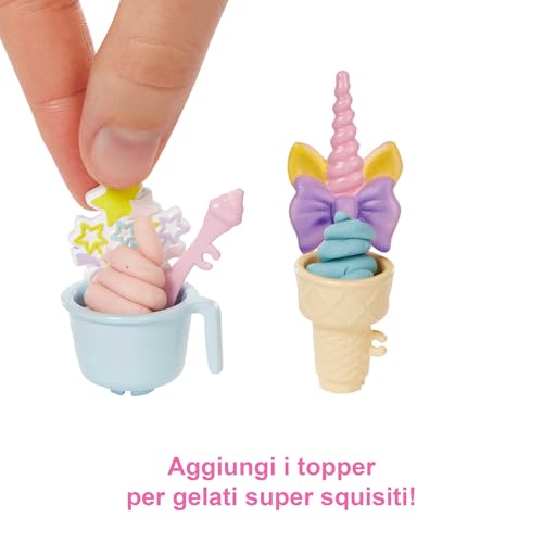 Barbie - Playset Gelateria con Bambola con Macchina per Gelato, Accessori, 2 Tipi di Pasta Modellabile, Giocattolo e Regalo per Bambini 4+ Anni, HCN46