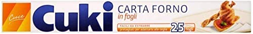 Cuki - Carta Forno, Facile da Estrarre, Pretagliati per Adattarsi alle Teglie - 10 confezioni da 25 fogli [250 fogli]
