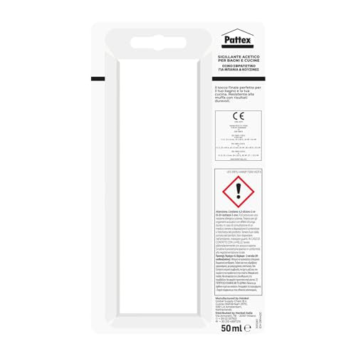 Pattex Bagni&Cucine Original Silicone Trasparente Sigillante, Silicone Cucina e bagno multimateriale e impermeabile, Sigillante Doccia per sanitari, 1 Tubo da 50 ml