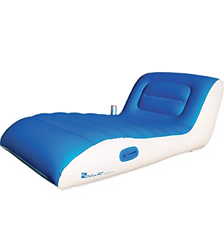 BEACHART 1660, Lettino Gonfiabile Galleggiante Unisex Adulto, Bianco/Azzurro, 196x100