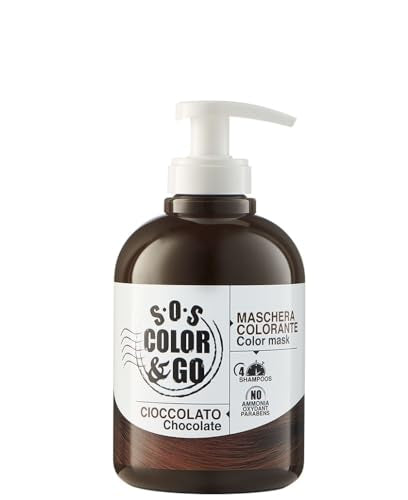 Alama Professional S.O.S Color&Go Maschera Colorata Cioccolato, Nutriente, Ravvivante, Riflessante e Tonalizzante per Capelli Naturali, Colorati e Con Mèches, 300 ml