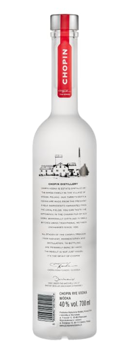 Chopin Rye - Wodka dal Sapore Piccante con Note di Pepe Nero, 40% Bottiglia da 700ml