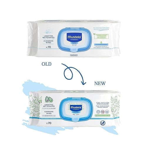 Mustela Salviette Detergenti, Avocado Naturale Perseose e Aloe Vera - 70 Pezzi