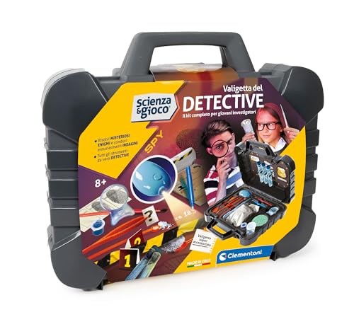 Clementoni Scienza e Gioco Lab - Valigetta del Detective, Kit da Investigatore per Bambini 8+ Anni, Gioco Scientifico con Torcia UV, Lente di Ingrandimento e Altri Strumenti, Made in Italy, 19386