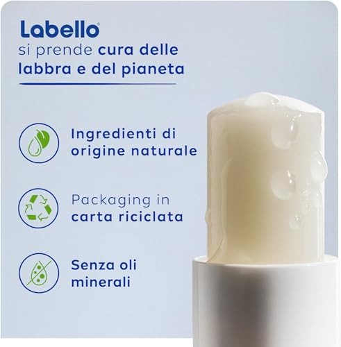 Labello Active For Men 4.8 g, Burrocacao labbra SPF15, Balsamo labbra idratante con burro di karité e oli naturali, Burrocacao protezione solare fondente sulle labbra