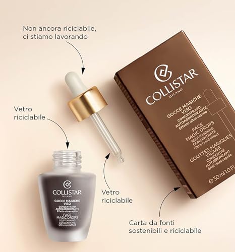 Collistar Gocce Magiche für das Gesicht, Selbstbräunungskonzentrat mit ultraschneller Wirkung, intensive, natürliche und strahlende Bräune in weniger als einer Stunde, ohne Flecken, 30 ml (1er Pack)