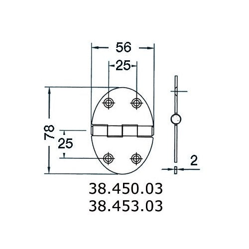 OSCULATI Cerniera 35x51mm 1,5mm Viti