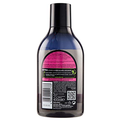 NIVEA MicellAIR Professional Acqua Micellare Bifase da 400 ml, Acqua Micellare Struccante per Trucco Waterproof, Acqua Micellare Detergente con Estratti di Tè Nero