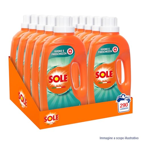 Sole Detersivo Lavatrice Igiene e Freschezza 290 Lavaggi, 10x29, Formula igienizzante, Detersivo Lavatrice Liquido Igiene e Freschezza, Contro Batteri e Cattivo Odore