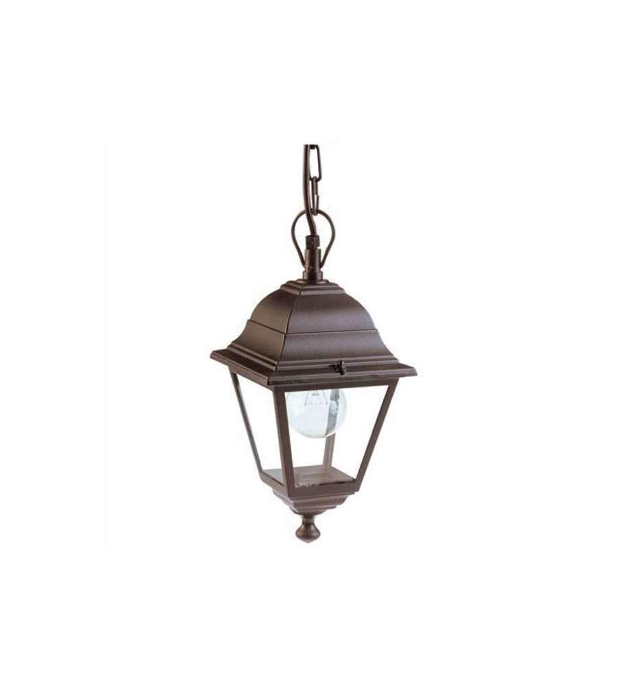 Lanterna A Soffitto Struttura In Alluminio. Verniciata Nera. Con Catena Da Cm. 65. Dimensioni: Cm 14,5X14,5Xh92.