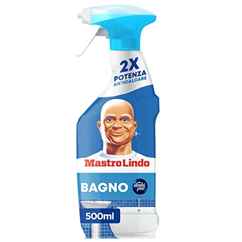 Mastro Lindo Spray Per Il Bagno 500ML. Rimuove I Residui Di Sapone E Il Doppio Del Calcare Rispetto Alla Formula Precedente
