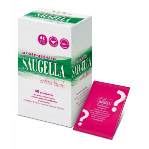 SAUGELLA PROTEZIONE NOTTE E GIORNO 40 PROTEGGI SLIP + 12 ASSORBENTI NOTTE CON ALI IN COTONE 100% IPOALLERGENICO