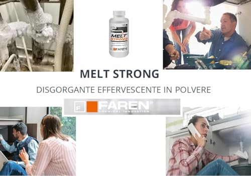 Faren MELT STRONG, Disgorgante Granulare Effervescente,Stura Wc Lavandino,Elimina i cattivi odori, 600gr