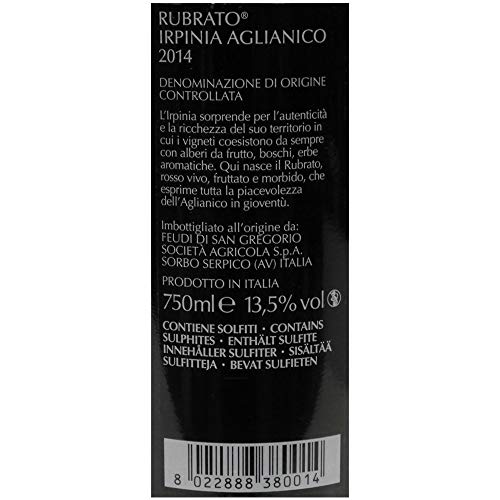 Aglianico Feudi San Gregorio | Rubrato | 6 Bottiglie 75 Cl | Vino Rosso della Campania | Idea Regalo