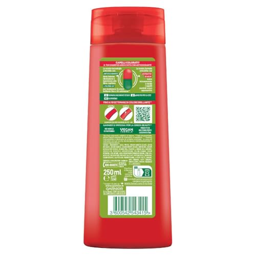 Garnier Fructis Shampoo Ravvivante, Per Capelli Colorati, Azione Nutritiva, Per Capelli Morbidi, Con Estratto di Açai, Color Resist, 250 ml