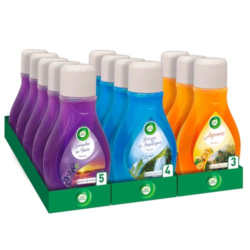 Airwick Deo Filtro Attivo - Antitabacco, 12 unità da 375 ml, 5 Lavanda in Fiore, 4 Brezza di Montagna, 3 Agrumi