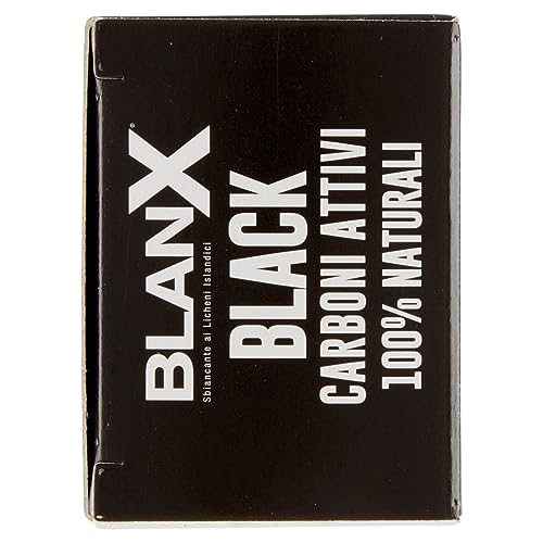 Blanx Dentifricio Black Dentifricio Sbiancante con Licheni Islandici e Carboni Attivi 100% Naturali, Rimuove Macchie da Caffè