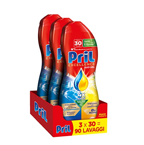 Pril Excellence Duo Gel Detersivo lavastoviglie Gel con Limone