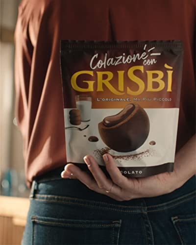 Grisbì Cioccolato - Biscotti di Croccante Pasta Frolla al Cacao, Ripieni di Morbida Crema al Cioccolato, Ideali per Colazione, Confezione da 20 Biscotti, 250 gr