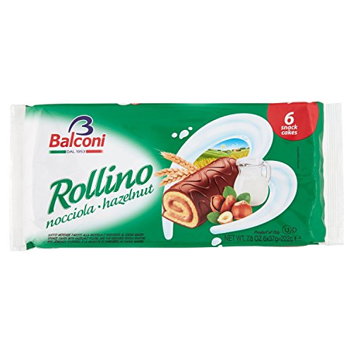 Balconi Rollino Nocciola - 222 gr, Confezione da 20 Pacchi da 6 Merendine