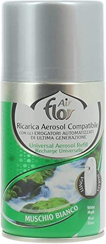 Air Flor 12 PZ, Ricarica Aerosol Universale per Erogatori Automatizzati, Profumo Muschio Bianco, 250 ml [ Totale 3 Litri ]