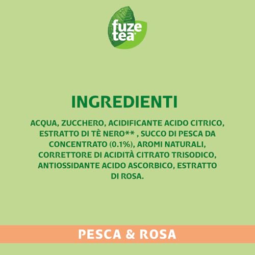 Fuze Tea, Bevanda Rinfrescante Analcolica di Té al Gusto Pesca e Rosa 330 ml x 24