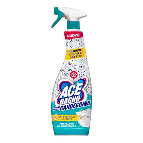 ACE Spray Sgrassatore Bagno con Candeggina, Profumo di Fiori d'Arancio e Limone, 600ml