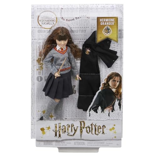 Harry Potter Hermione Granger Collectible Doll (1-in) con uniforme di Hogwarts, vestito e parete di Grifondoro