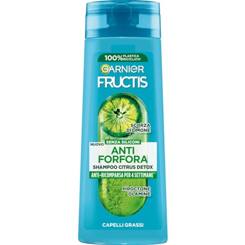 Garnier Fructis Shampoo Antiforfora, Per Capelli Grassi, Azione Purificante, Con Piroctone Olamina, Citrus Detox, 250 ml