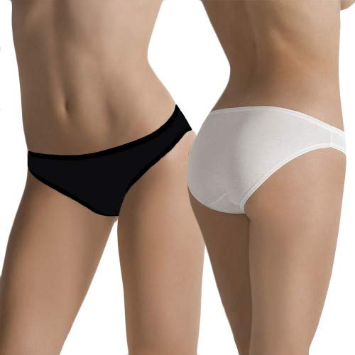 Cotonella Slip Vita Bassa Donna in Cotone Elasticizzato Art. 3165 - Confezione da 6 Pezzi - Colori Bianco E Nero