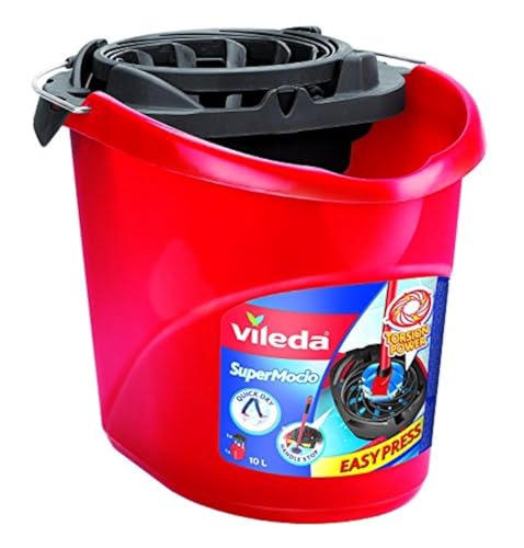 Vileda 10511 SuperMocio Secchio con Powerpress, per strizzare il mocio in modo semplice ed efficiente, senza piegare, non bagnato