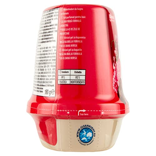 Glade Gel per il Bagno, Profumatore per Ambienti, Fragranza Luscious Cherry & Peony, Fino a 45 Giorni di Controllo degli Odori, 1 Confezione da 180 g
